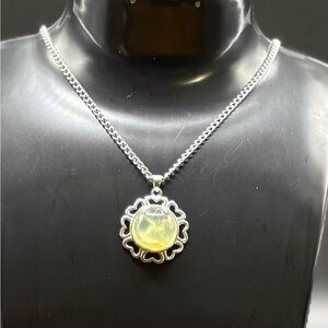 Soft Green Glow Pendant Necklace | Green Calcite Look